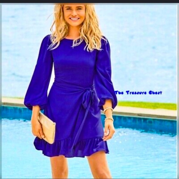 Lilly Pulitzer Laren Stretch Dress boho spring ruffle 
Galaxy Blue $198 party - Picture 1 of 9